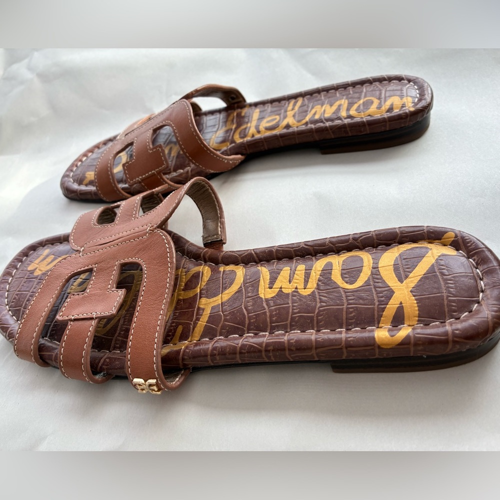 Sam Edelman Bay Cutout Slide Sandal in Saddle Leather color, like new, size 7.5 - Picture 3 of 8